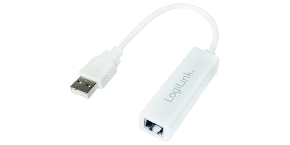 Cablu adaptor USB 2.0 la RJ45 LogiLink UA0144B, 10cm, 10/100 Mbit/s, Alb 