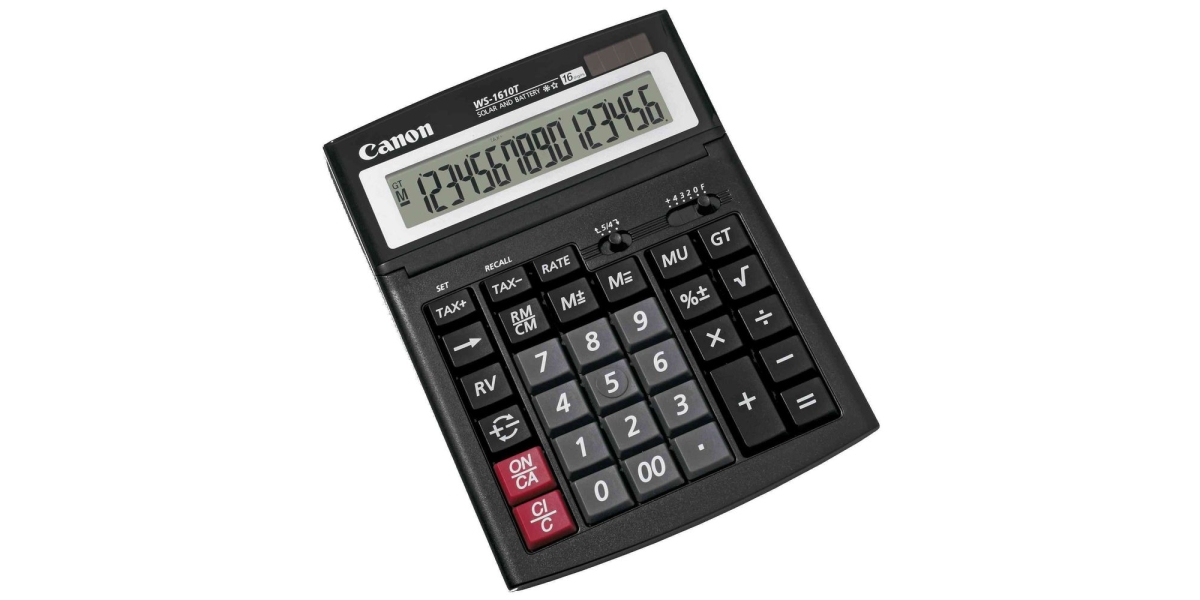 Calculator birou Canon WS-1610T, 16 digiti, display LCD, alimentare solara si...