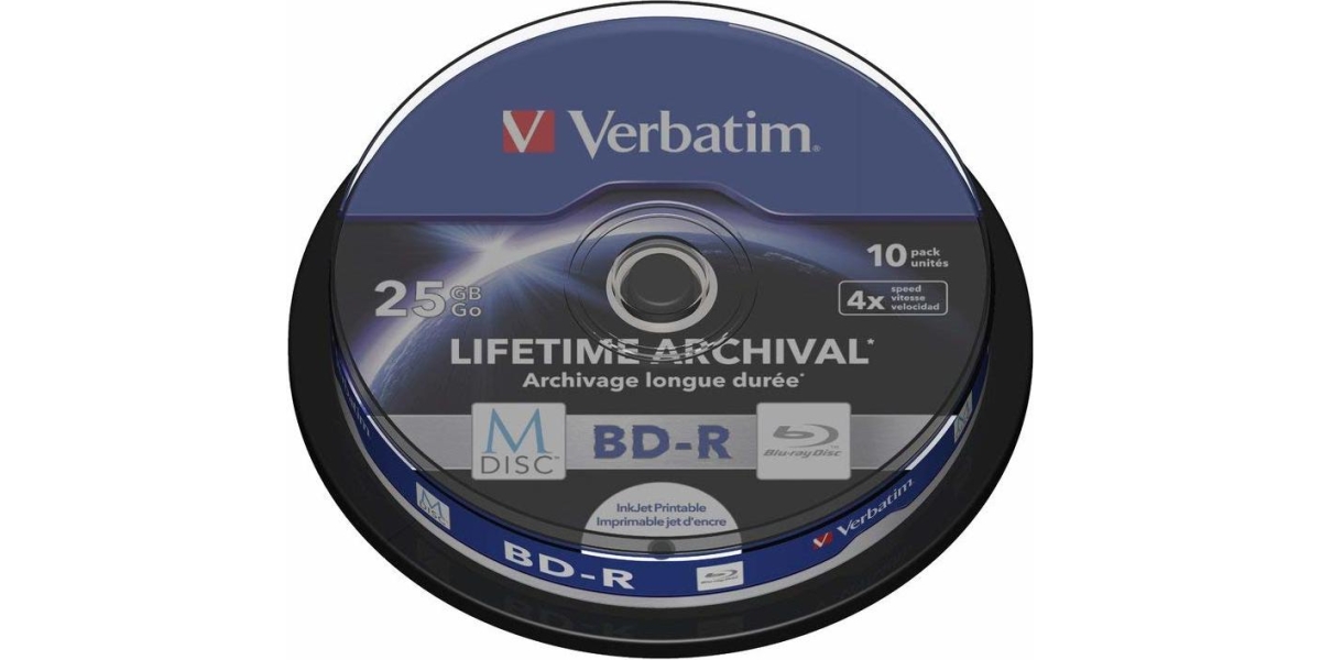 BD-R VERBATIM 25GB, viteza 4x, 10 buc, spindle, printabil, "MDISC Lifetime...