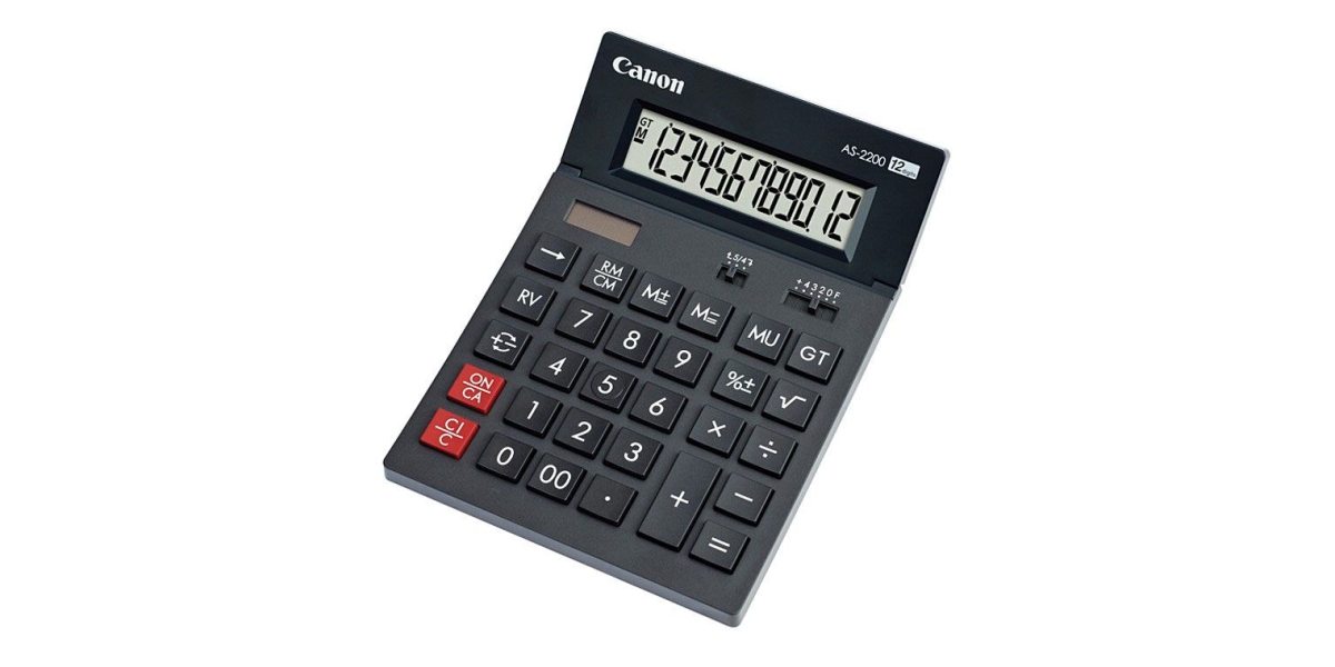 Calculator birou Canon AS2200, 12 digiti, display LCD, alimentare solara si...