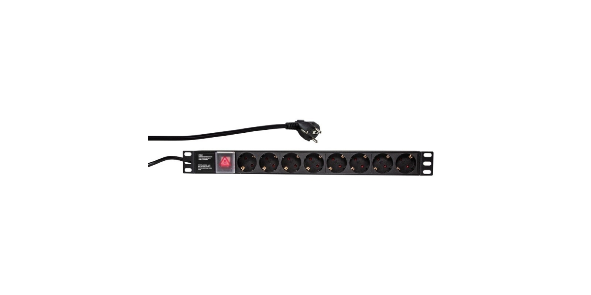 PDU LOGILINK 1U 8 prize Schuko 19 inch, Intrare Schuko, Max 16A, On/Off, 2m...