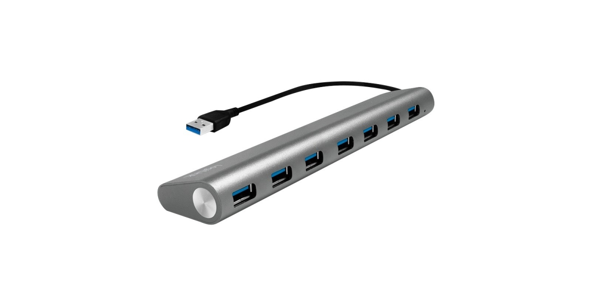 Hub extern LOGILINK UA0308 cu 7 porturi USB 3.0, argintiu, cablu 0.1 m 