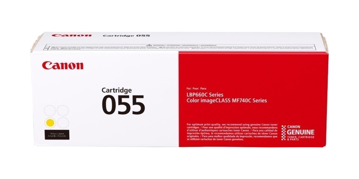 Toner Canon CRG055Y Yellow capacitate 2.1k pagini, pentru LBP66x, MF74x. 