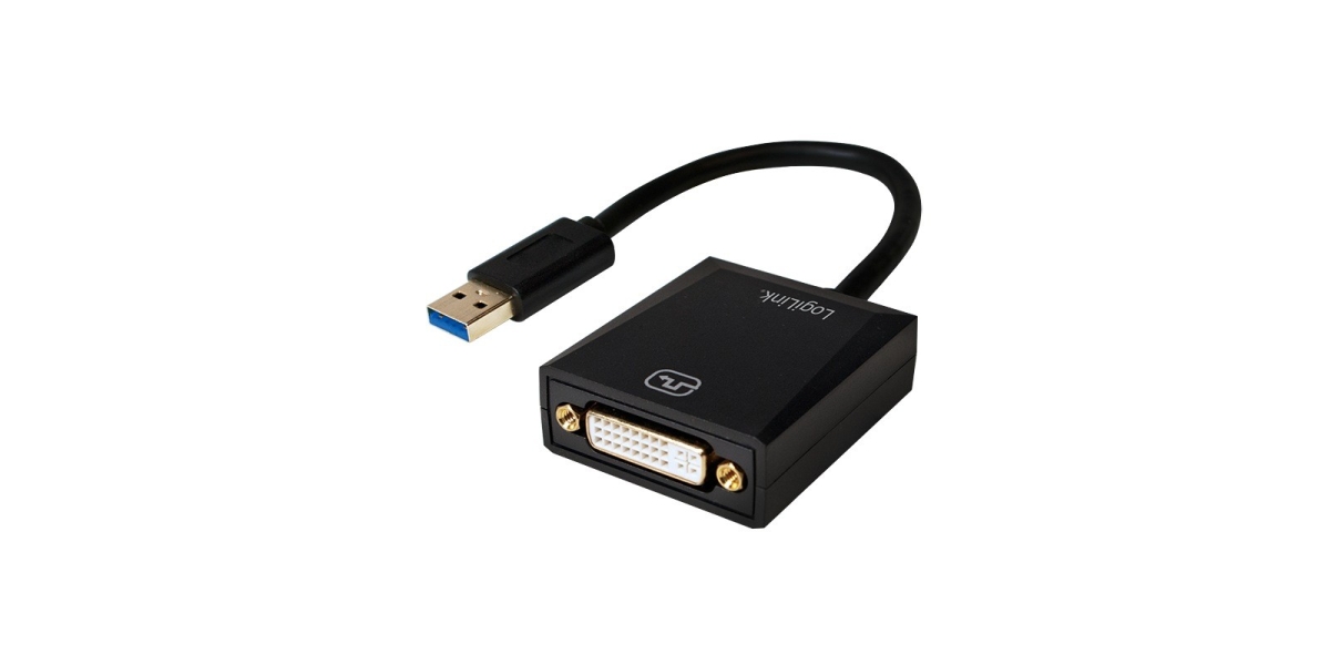 Adaptor USB 3.0 la DVI-I DL LogiLink UA0232 - Full HD 1080p, Negru, 10 cm 