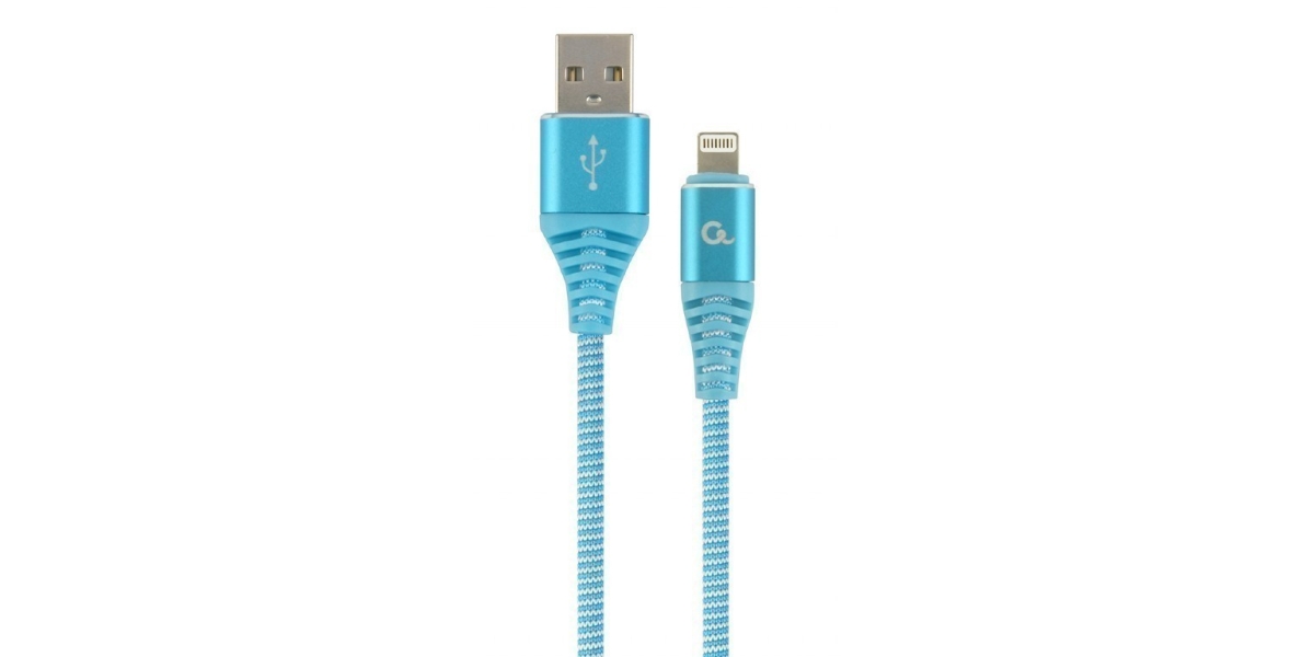 Cablu Alimentare si Date Gembird Premium 2m, USB 2.0 la Lightning, Turcoaz cu...