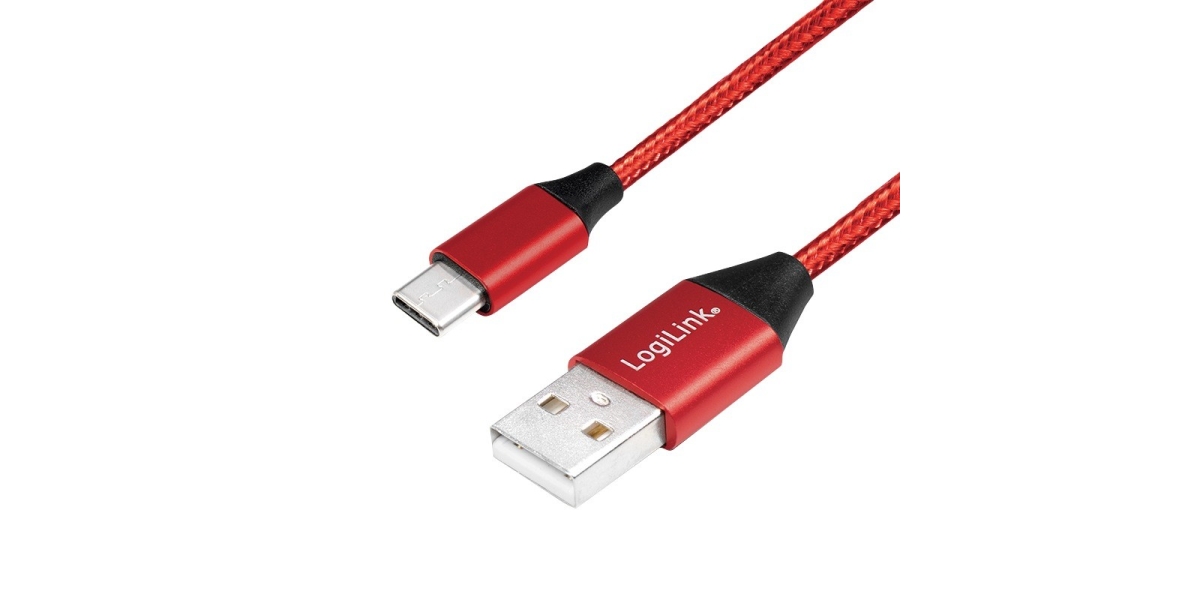 Cablu Alimentare si Date LogiLink Premium, USB 2.0 la USB Type-C, 1m, Rosu...