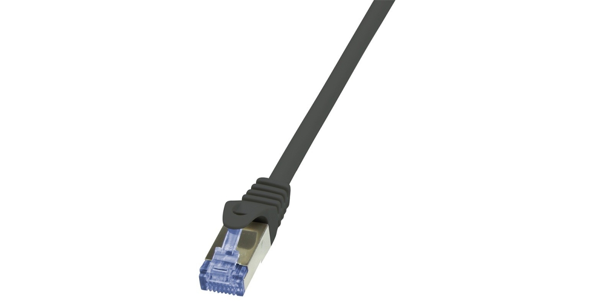 Cablu de retea Logilink Cat6a S/FTP, 0.5m, Negru, Dublu ecranat, AWG26, CQ3023S 