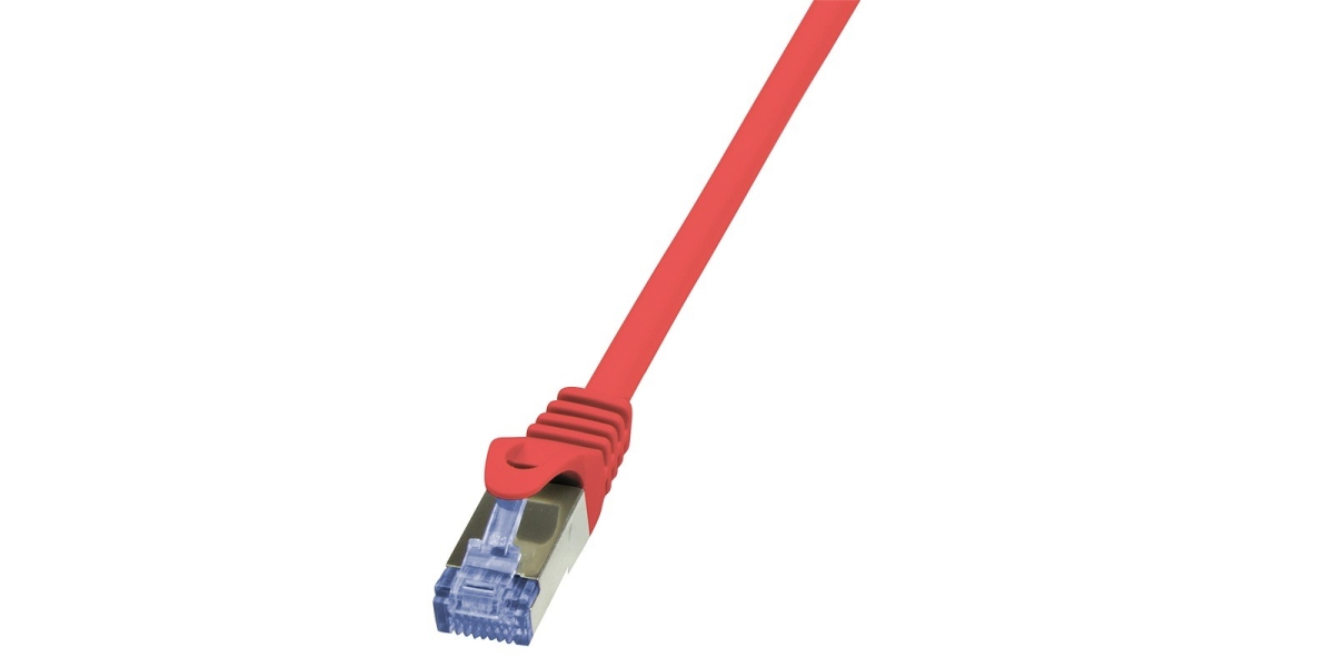 Cablu de retea LogiLink CQ3024S Cat6a S/FTP, cupru, 0.5 m, rosu, dublu ecranat 