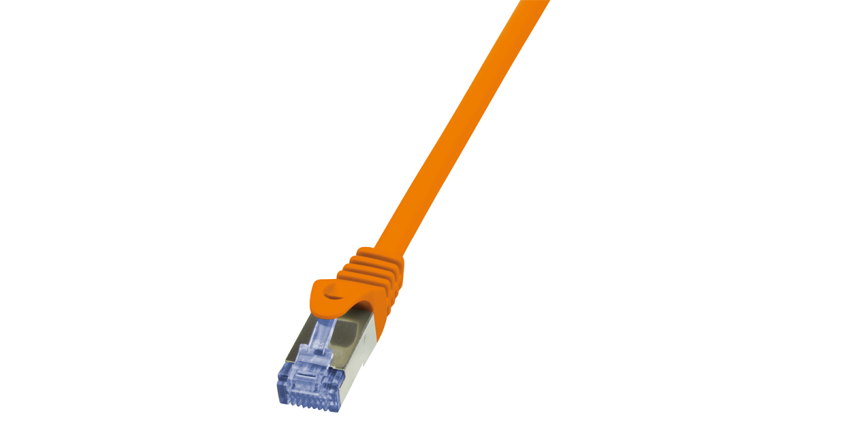 Cablu Patch Cord S/FTP LogiLink Cat6a, Cupru, 0.5m, Portocaliu, AWG26, Dublu...