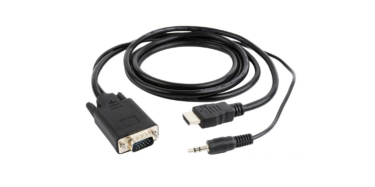 Cablu video GEMBIRD splitter HDMI (T) la VGA (T) + Jack 3.5mm (T), 3m, negru...