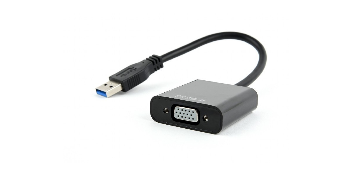 Cablu video Gembird USB 3.0 la VGA, 15cm, Full HD, Negru 