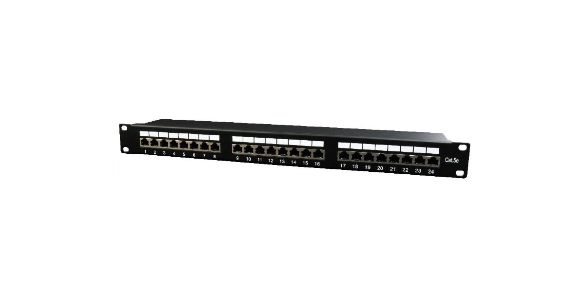 Patch panel Gembird 24 porturi NPP-C524-002, Cat5e, 1U pentru rack 19", negru 