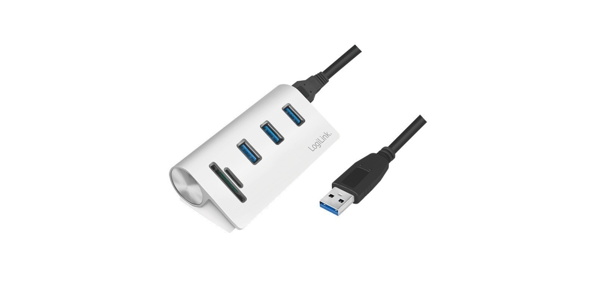 HUB extern LOGILINK 3 porturi USB 3.0, SD si MicroSD, argintiu (CR0045) 