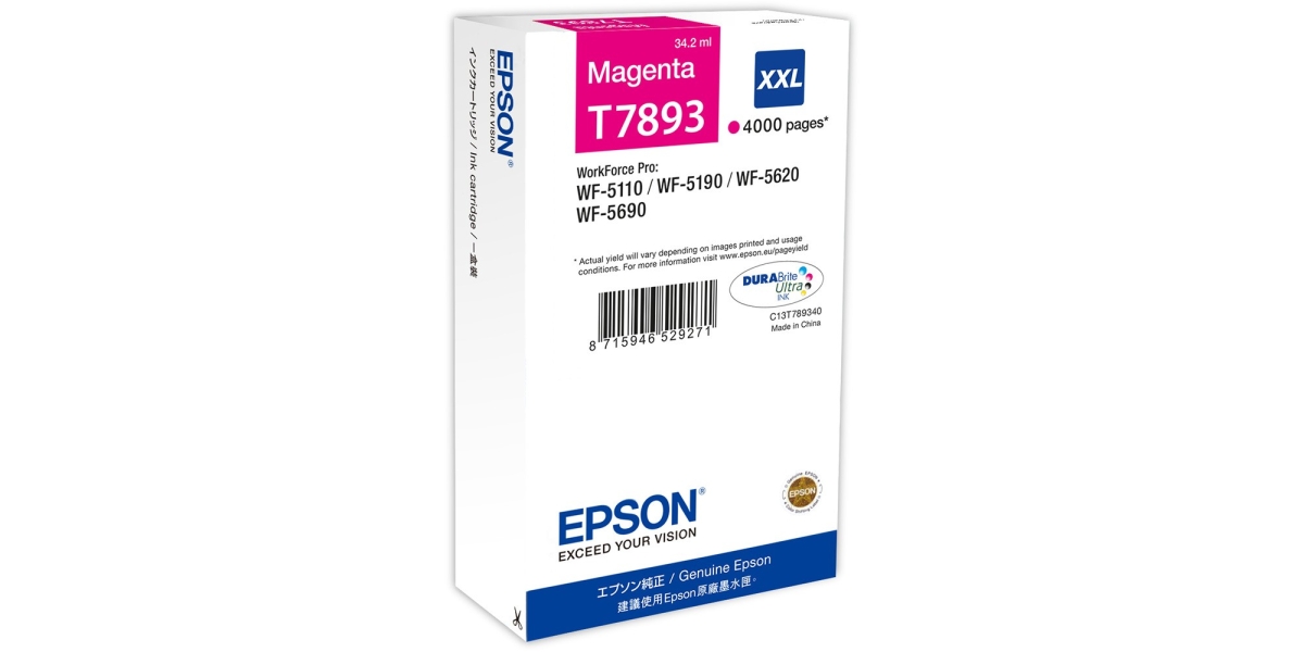 Cartus Cerneala Original Epson Magenta, T7893, pentru WF-5620, , incl.TV 0.11...