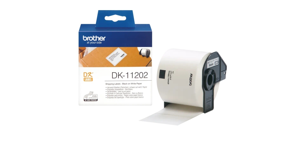 Etichete de hartie DK11202 Original Brother Black on White, 62x100mm, 300buc 