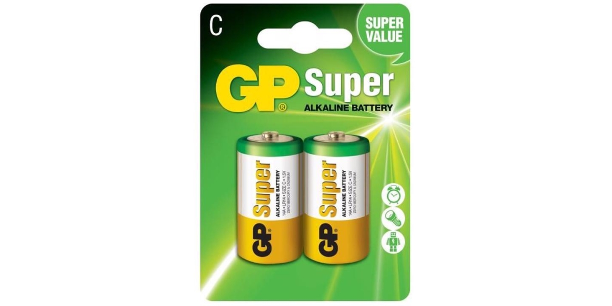 Baterii GP Super Alcaline C (LR14) 1.5V - 2 Buc (GP14A-2UE2) 