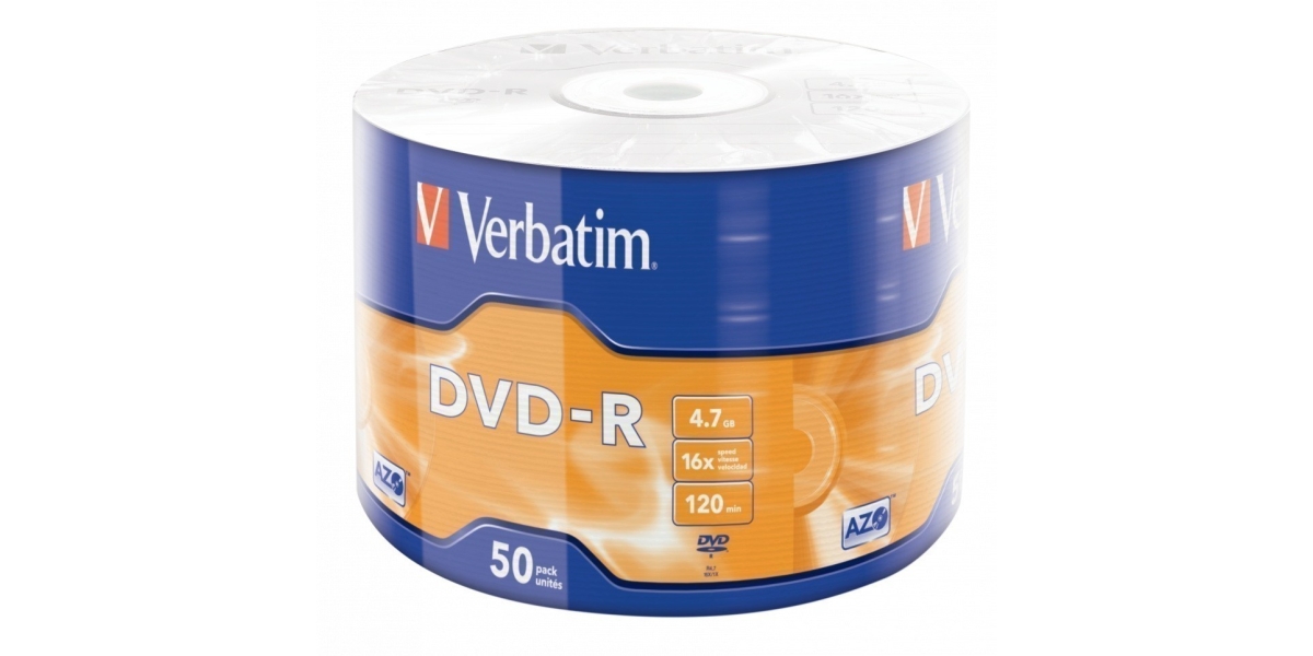 DVD-R VERBATIM 4.7GB, 120min, viteza 16x, 50 buc, Single Layer, shrink wrap 