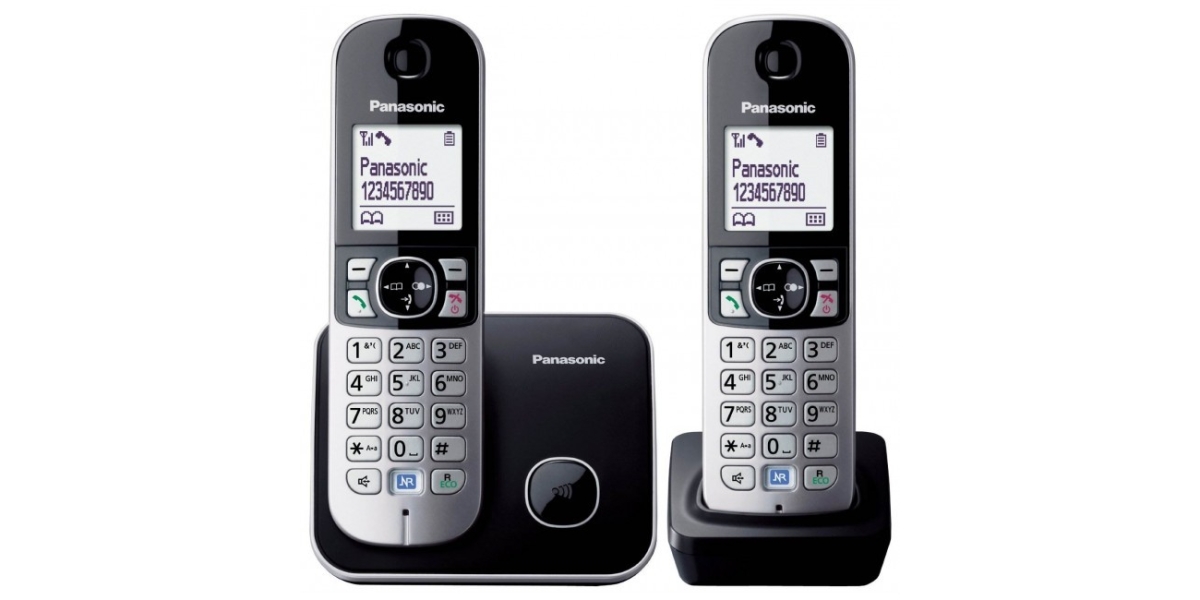 Telefon Panasonic Dect KX-TG6812FXB, 2 receptoare, Caller ID, negru 