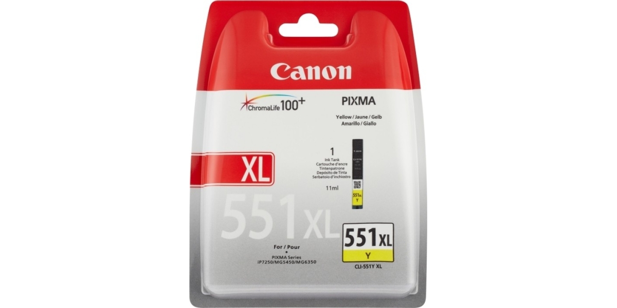 Cartus cerneala Canon CLI-551XL, yellow, capacitate 11ml, pentru Canon Pixma...