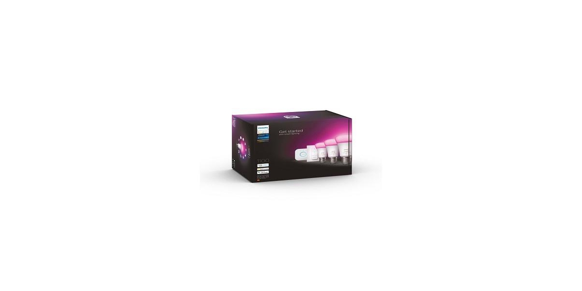 Pachet 3 becuri inteligente LED RGBW Philips Hue, Bluetooth/ZigBee, E27, 9W...