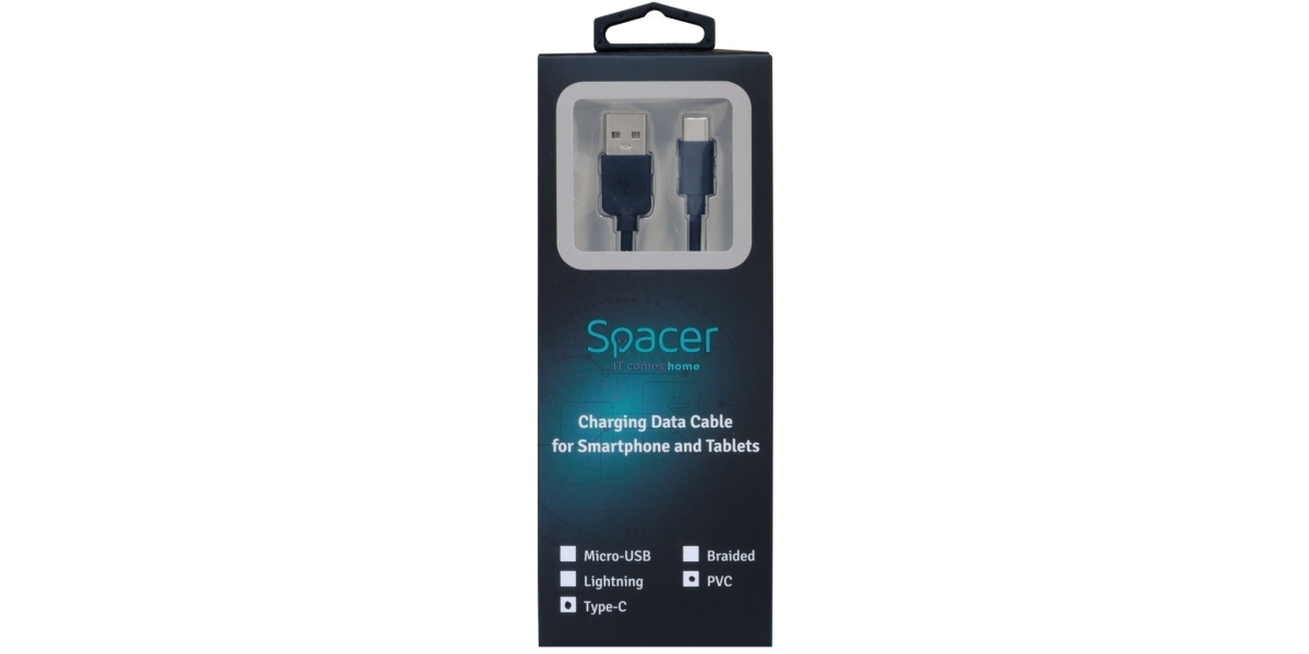 Cablu Alimentare si Date SPACER SPDC-TYPEC-PVC-BK-1.8, USB 3.0 (T) la...