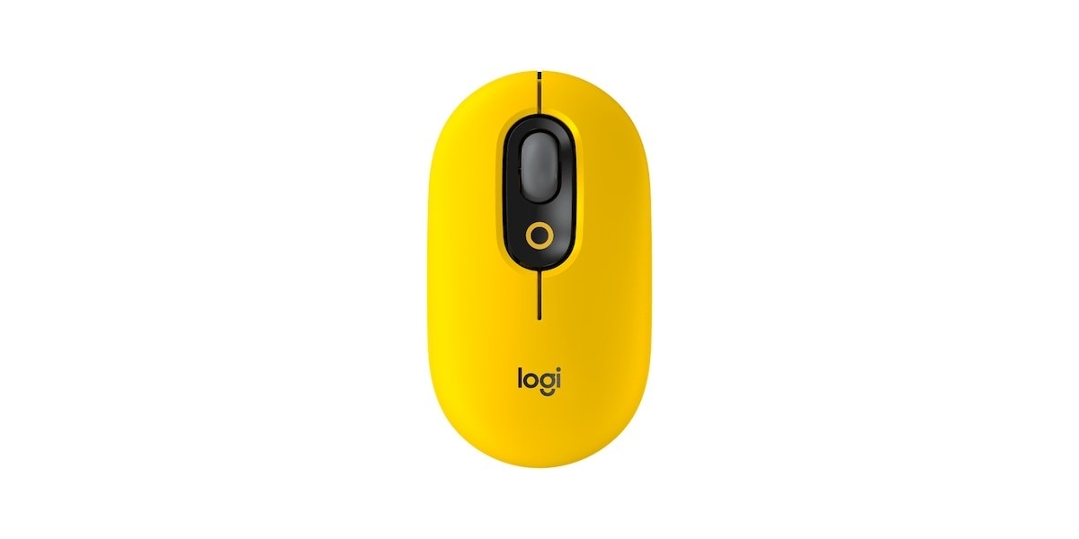 Mouse wireless Logitech POP cu emoji - Galben intens - 2.4GHz/BT - EMEA -...