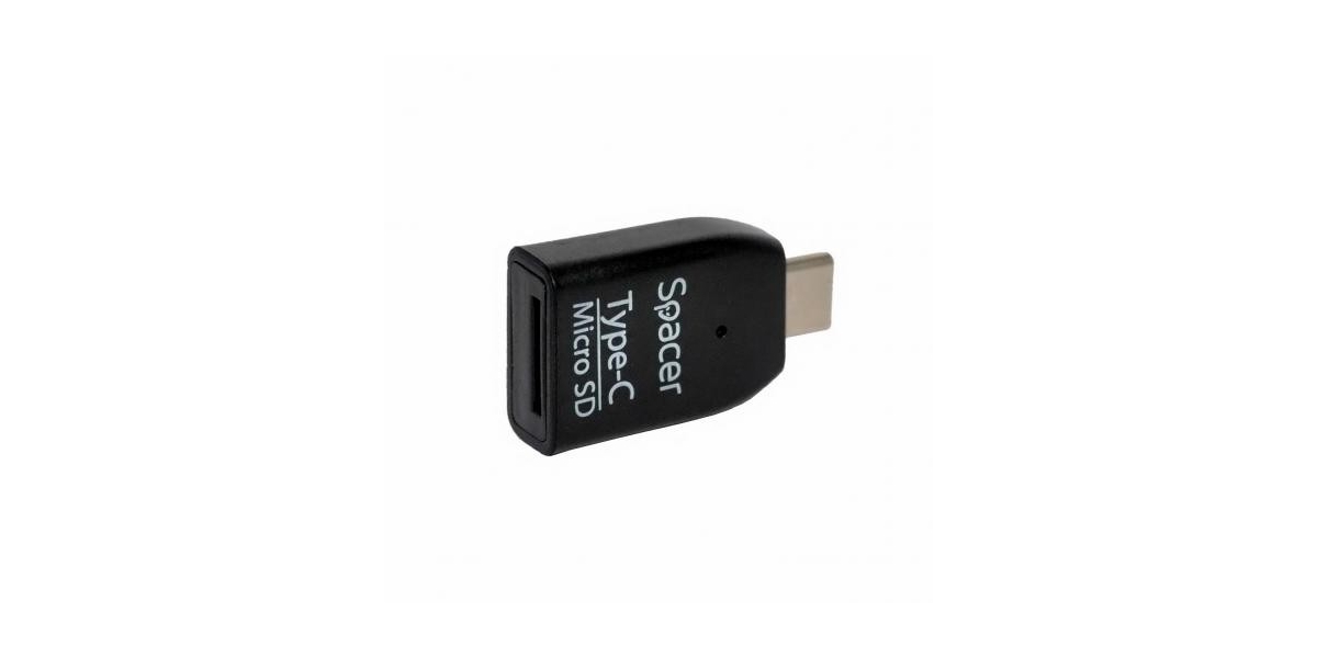 Cititor de carduri extern SPACER, USB Type C, microSD, negru SPCR-307 