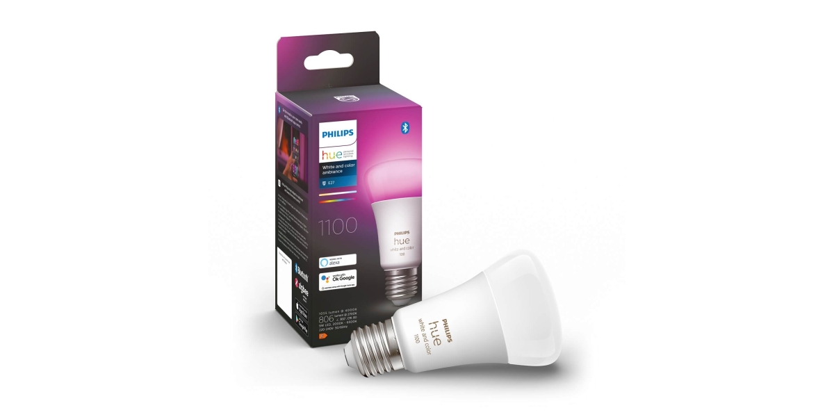 Bec LED RGB inteligent Philips Hue, Bluetooth, Zigbee, A60, E27, 9W (75W),...