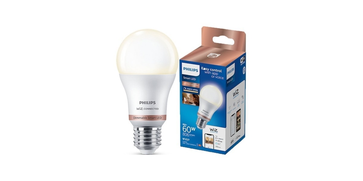 Bec LED inteligent Philips, Wi-Fi, Bluetooth, A60, E27, 8W (60W), 806 lm...