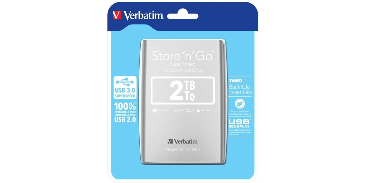 HDD Extern Verbatim Store 'n' Go 2TB USB 3.0 - Argintiu, 53189 398866