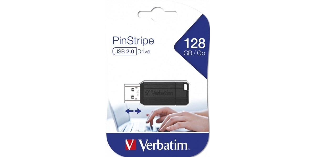 Memorie USB Verbatim 2.0 Pinstripe 128GB Negru - 49071 398956