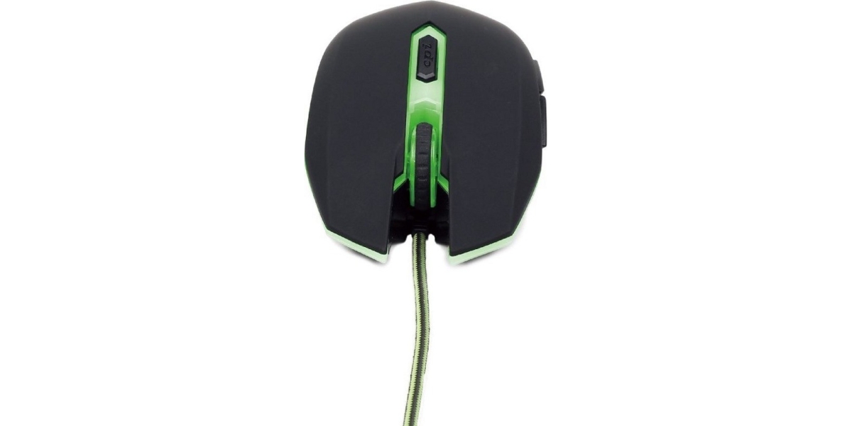 Mouse Gembird gaming cu fir 2400 dpi iluminare negru / verde 401603