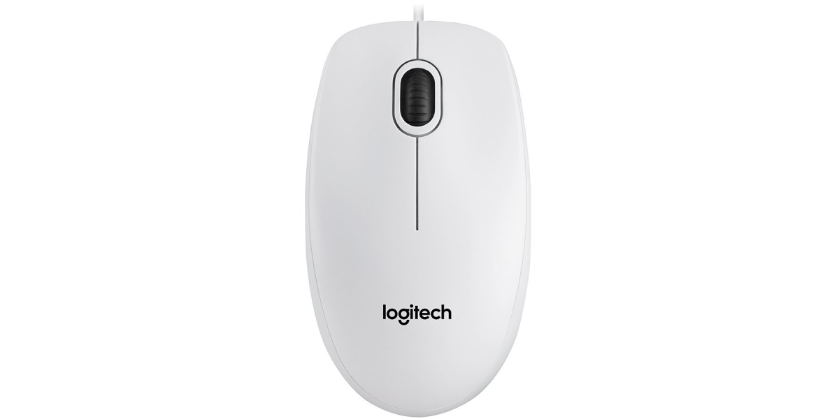 Mouse Logitech B100 cu fir, optic, alb (910-003360) 