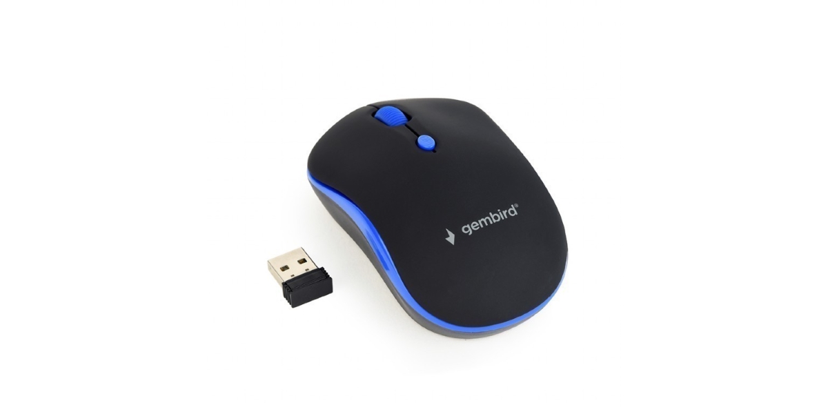 Mouse Wireless Gembird MUSW-4B-03-B Negru/Albastru 2.4GHz Optic 1600 DPI 