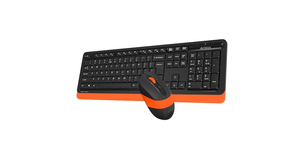 Kit Tastatura si Mouse A4Tech Fstyler FG10 + FGK10 wireless, negru portocaliu...