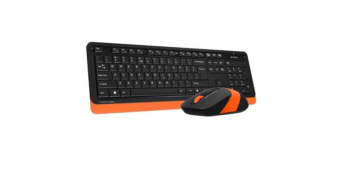 Kit Tastatura si Mouse A4Tech Fstyler FG10 + FGK10 wireless, negru portocaliu...