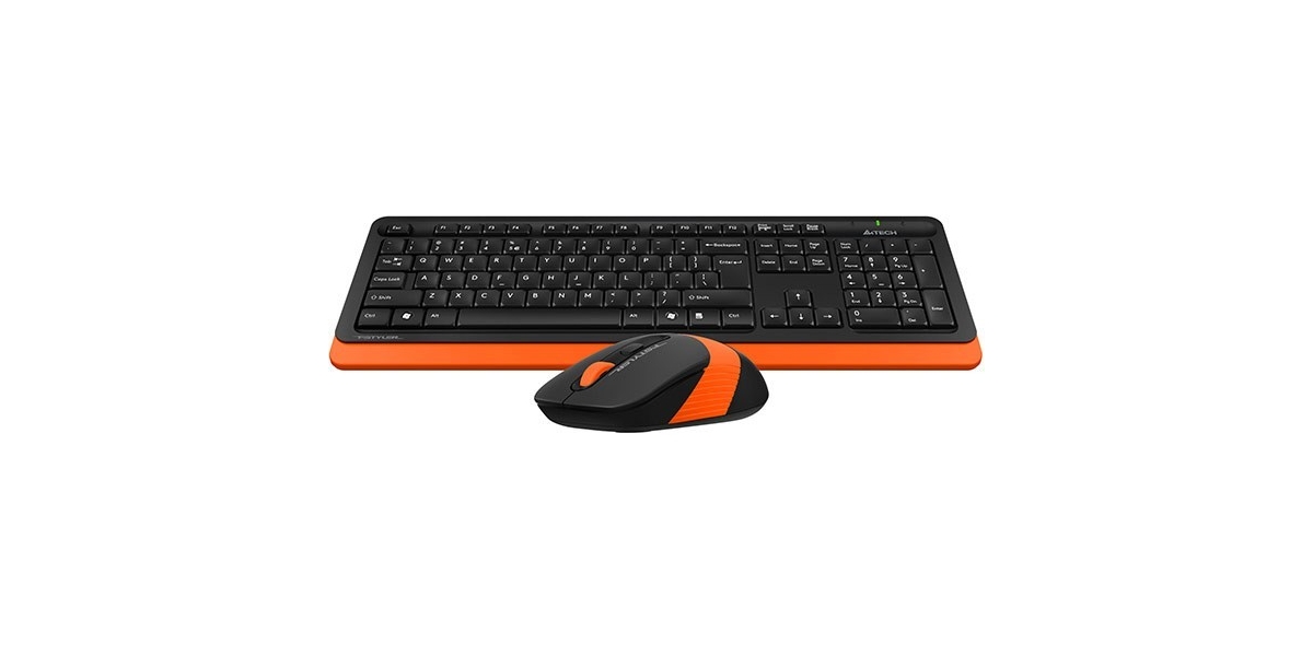 Kit Tastatura si Mouse A4Tech Fstyler FG10 + FGK10 wireless, negru portocaliu...