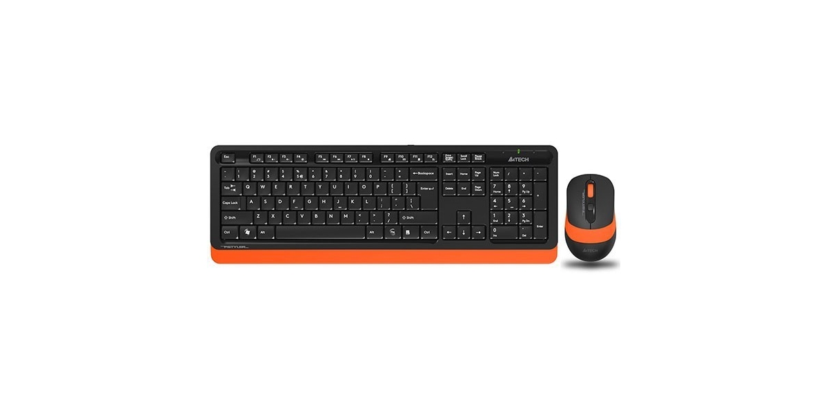 Kit Tastatura si Mouse A4Tech Fstyler FG10 + FGK10 wireless, negru portocaliu...