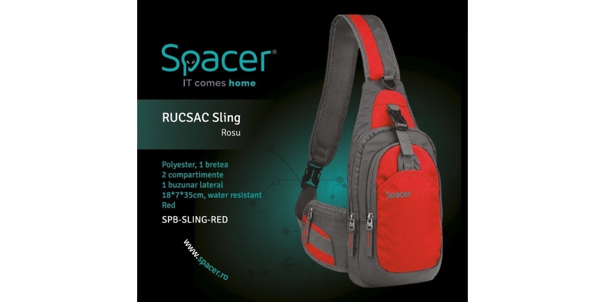 Rucsac Sling, Spacer, SPB-SLING-RED, nylon,1 bretea, 2 compartimente...