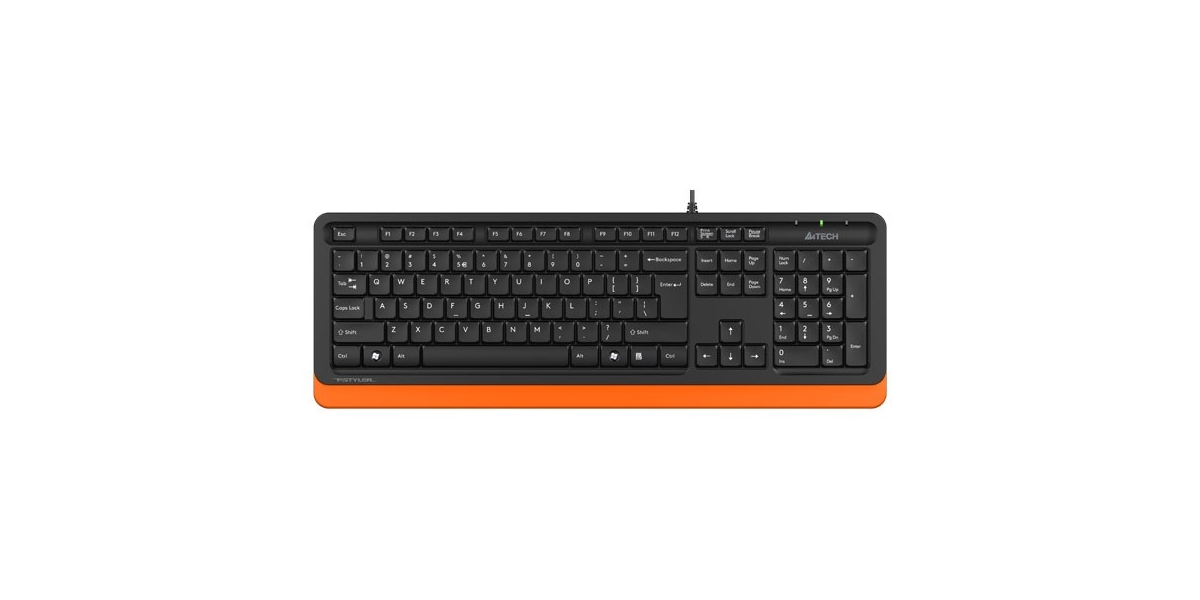 Tastatura A4Tech Fstyler USB cu fir negru si portocaliu (FK10 Orange) 