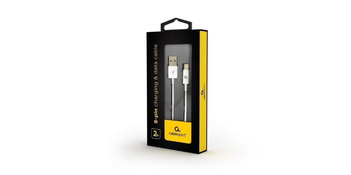 Cablu alimentare si date Gembird CC-USB2P-AMLM-2M-W, USB 2.0 (T) la Lightning...