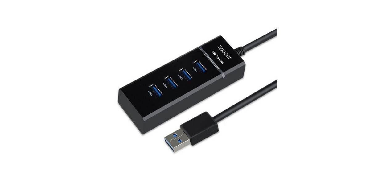 Hub extern Spacer SPH-4USB30-01, porturi USB: USB 3.0 x 4, conectare prin USB...