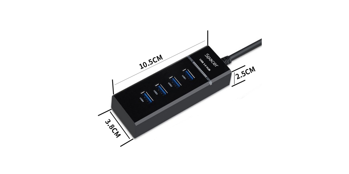 Hub extern Spacer SPH-4USB30-01, porturi USB: USB 3.0 x 4, conectare prin USB...