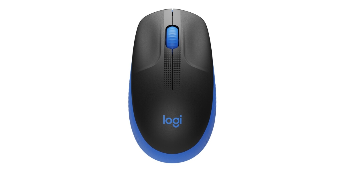 Mouse Wireless Logitech M190, 2.4GHz, optic, negru / albastru (910-005907) 