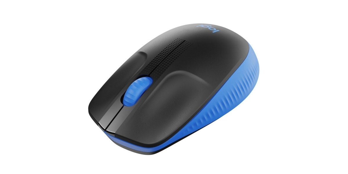 Mouse Wireless Logitech M190, 2.4GHz, optic, negru / albastru (910-005907)...