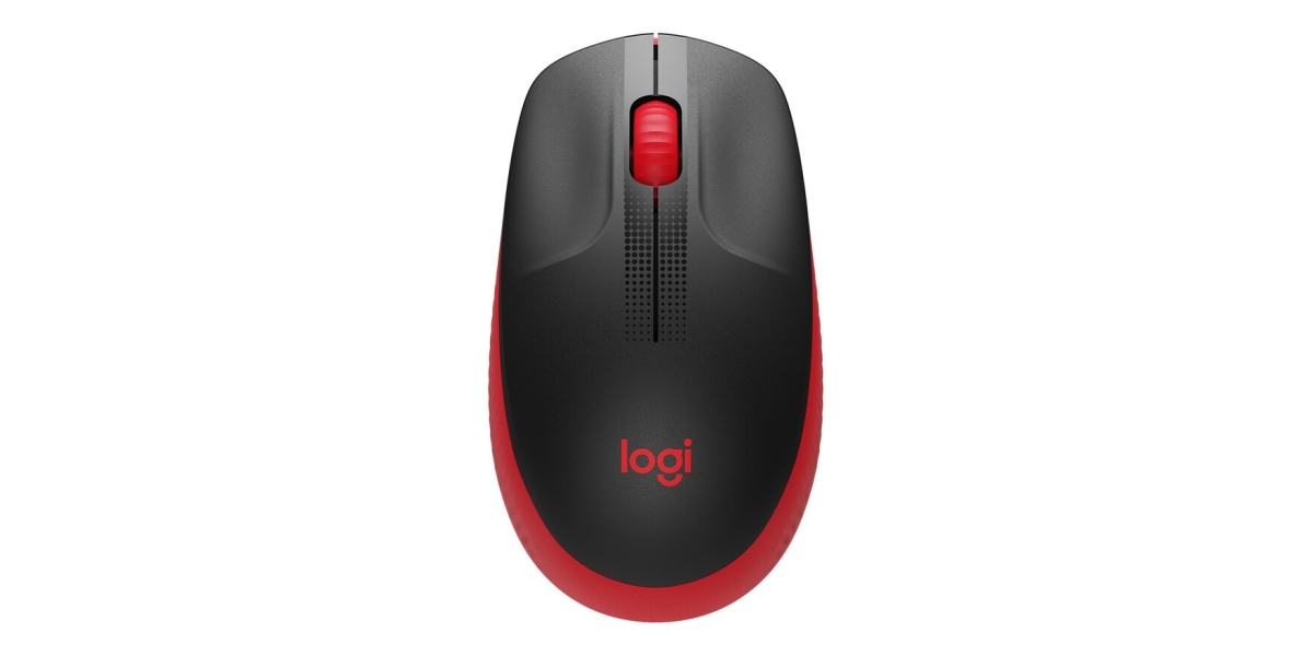 Mouse Wireless Logitech M190, 2.4GHz, optic, negru / rosu, 910-005908 