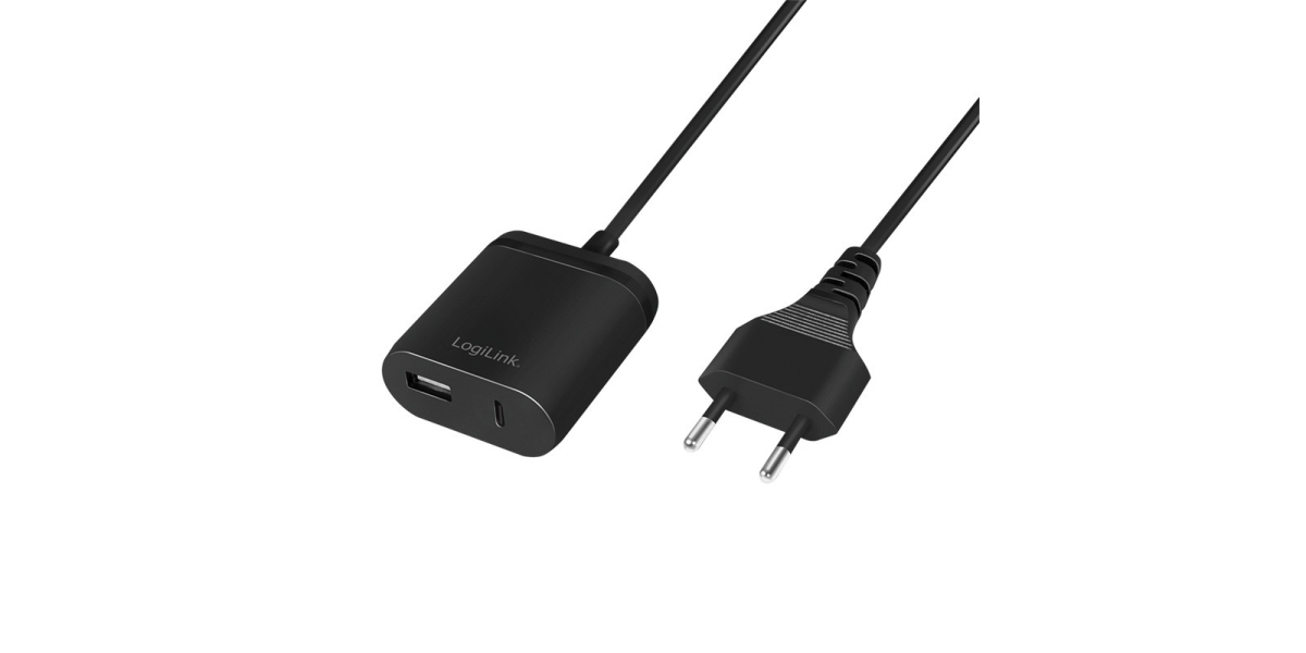 Alimentator retea 220V Logilink PA0256, 1 x USB-C, 1 x USB-A, negru 