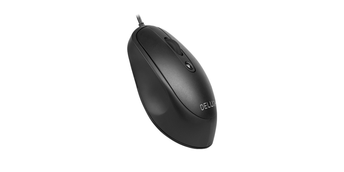 Mouse Delux M366BU-BK, cu fir, optic, 3200 dpi, negru 544407