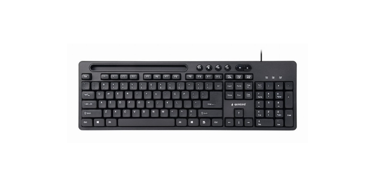 Tastatura Gembird KB-UM-108, USB, cu stand telefon, negru 