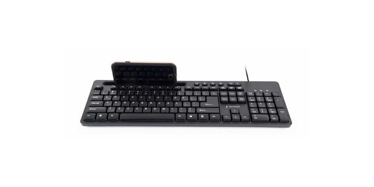 Tastatura Gembird KB-UM-108, USB, cu stand telefon, negru 545108